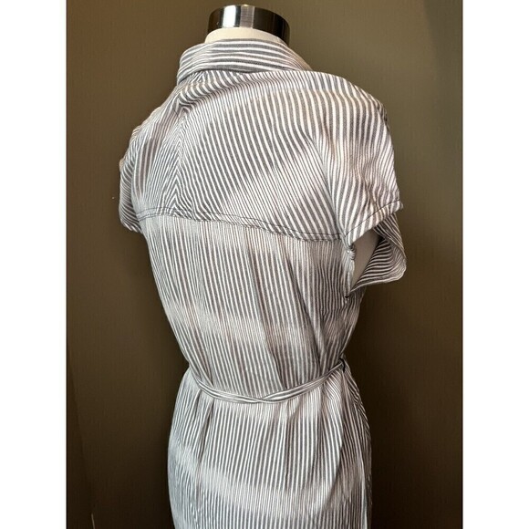 KAVU La Paz Sea Salt Striped Short Sleeve Button Down Midi Shirt Dress Medium - Picture 6 of 9